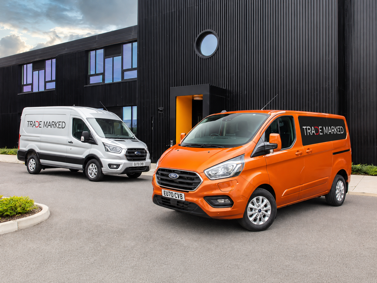 The same work van branded with cut-to-fit magnetic side and rear panels